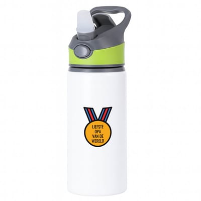 Hacebo® - liefste opa van de wereld waterfles met rietje groen - Opa - de liefste opa - verjaardagscadeau - verjaardag - cadeau - cadeautje voor opa - opa artikelen - kado - geschenk - gift - water fles - 650ML