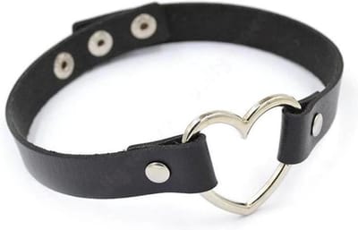 WiseGoods - Premium Choker - Ketting Zwart met Hart - Halsband - Heart - Gothic - 35 + 5 cm