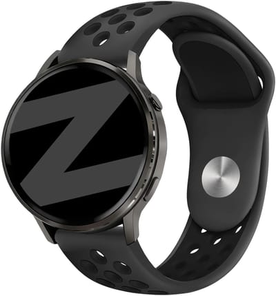 Bandz Siliconen 'Deluxe' sportbandje geschikt voor Garmin Vivoactive 4 / Garmin Venu 4 - 45mm / Garmin Venu 3 / Garmin Venu 2 / Garmin Forerunner 570 - 47mm / Garmin Forerunner 265 / Garmin Forerunner 255 - Donkegrijs/Zwart