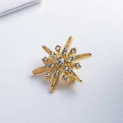 Metalen Ster Broche Pin Kristal Revers Pin Heren Pak Shirt Corsage Badge Jurk Kraag Luxe Sieraden Voor Vrouwen Accessoires beige