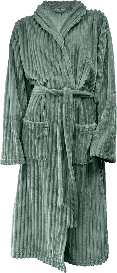 Eleganzzz Teddy Rib Fleece Uni Badjas - Olive Green - S - Badjas Dames - Badjas Heren