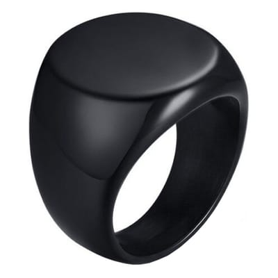 Stalen heren ring Mendes Ronde Zegel Zwart-21.5mm