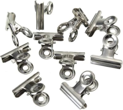 FSW-Products – 10 Stuks Zilveren Documentbinders 22 mm – Metalen Clips met Haak – Voor Foto’s & Kantoor