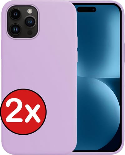 Hoesje - 2 Stuks - Geschikt voor Apple iPhone 15 Pro - Sterk & Shockproof - Telefoonhoes - Back Cover - Case Siliconen - Telefoon Hoes - Lila