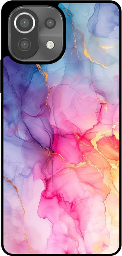 Smartphonica Telefoonhoesje Geschikt voor Xiaomi 11 Lite met marmer opdruk - TPU backcover case marble design - Regenboog geschikt voor Xiaomi 11 Lite