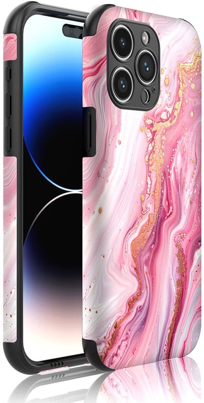 Smartphonica Telefoonhoesje Geschikt voor iPhone 14 Pro Max met Stootrand en Roze Marmer opdruk - Backcover PhoneCase Rose Marble print geschikt voor iPhone 14 Pro Max