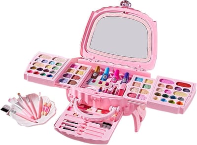 Kinder Make-up Set - Cosmetica Speelgoed - Doen Alsof Spel - Natuurlijk Wasbaar - Uitgebreid 46x36x28cm - Roze