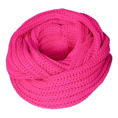 Apollo - Feest snood gebreid - Carnaval snood - Fluor rose - one size - Colsjaal - Carnaval accessoires - Party
