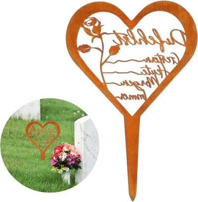 Hartvormige Rouwstud Grave Decoratie - Weerbestendige Metalen Herinneringspin met Inspirerende Tekst voor Graf en Begraafplaats Decoratie