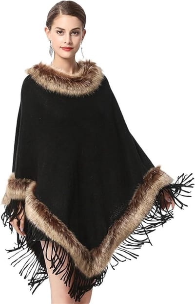 Gebreide Poncho Dames - Losse Sjaal - Comfortabel Dragen - Dunne Breistructuur - 70 cm Lengte - Verschillende Kleuren
