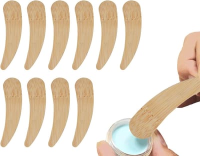 10 Stuks Bamboe Crème Spatula's voor Cosmetica, Herbruikbare Make-up Schepjes voor Maskers en Gels