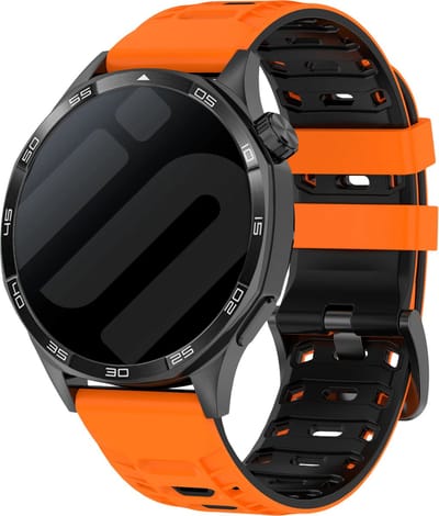 Strap-it Mecha Sport Strap Siliconen 22mm – geschikt voor Samsung Galaxy Watch 3 (45mm) / Galaxy Watch (46mm) / Gear S3 – Polar Vantage M / M2 / M3 / Grit X / Grit X Pro – Huawei Watch GT 1 / GT 2 / GT 3 / GT 4 (46mm) – Oranje & Zwart