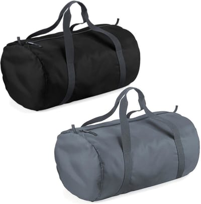 Set van 2x kleine sport/draag tassen 50 x 30 x 26 cm - Zwart en Grijs - Zwemspullen/speelgoed en meer