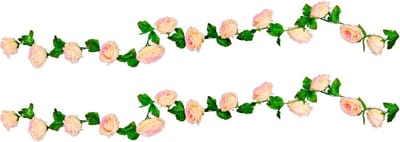 Chaks Rozen bloemenslinger - 2x - kunstplant/bloem - roze - 220 cm