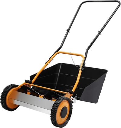 Handgrasmaaier - Duwmaaier - Gazon Onderhoud - Met Grasopvangbak - 16 Inch Maaibreedte - Oranje Zwart