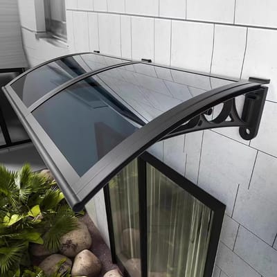 Raamluifel Polycarbonaat - Deurluifel Zonwering - Regenbescherming Buiten - UV Bescherming 99% - 60x240cm - Grijs