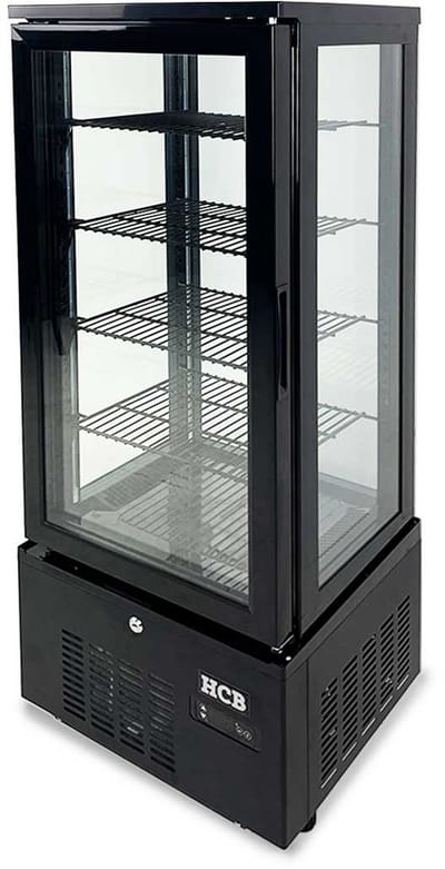 HCB® - Professionele Horeca Gebaksvitrine - 92 liter - zwart - 230V - Koelvitrine - 39.8x43.4x115.4 cm (DxBxH) - 48 kg - 8815