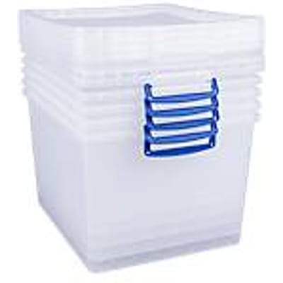 Really Useful Boxes stapelbare opbergboxen, transparant, met deksel, 33,5 l, 5 stuks