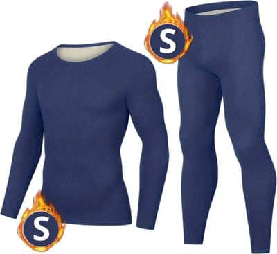 Bovista Thermokleding Set - Thermobroek - Thermoshirt - Thermo - Beenverwarmers - Voor Heren - Fleece - Broek + Shirt - Blauw - Maat XS