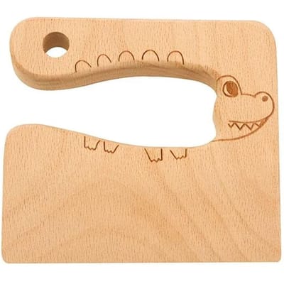 Coupeur en bois sûr pour enfants Couteau de forme mignonne Outils de cuisine Coupeur de fruits et légumes pour enfants Jouet de coupe de cuisine sûr Outils de bricolage beige