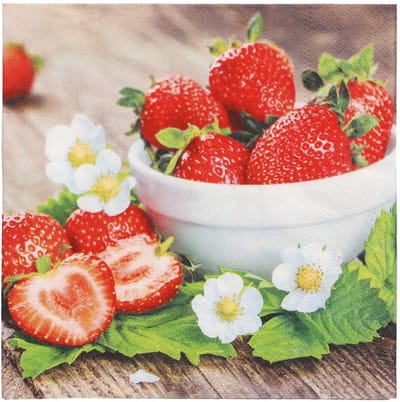 PAPSTAR servetten aardbeienprint, 33 x 33 cm