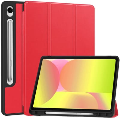 Hoes - Geschikt voor Samsung Galaxy Tab S10 FE - Dun & Stevig - Trifold Bookcase - Hard Cover Case - Met Uitsparing Geschikt voor S Pen - Hardcover Book - Tablet Hoesje - Rood