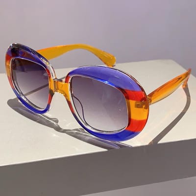 Lunettes de soleil surdimensionnées KAMMPT pour femmes Tendance Dégradé Couleurs bonbon Lunettes de mode élégantes pour voyager without case orange
