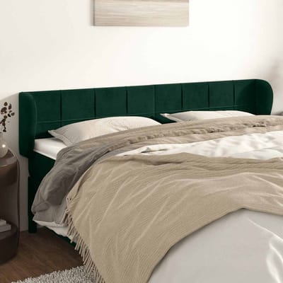 vidaXL - Hoofdbord - met - randen - 203x23x78/88 - cm - fluweel - donkergroen
