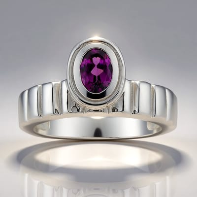 Cavill - 925 Sterling Zilveren Ring - 0,54 ct Ovaal geslepen Roshoit Granaat - Palladium Bezetting - Elegant Dames Sieraad