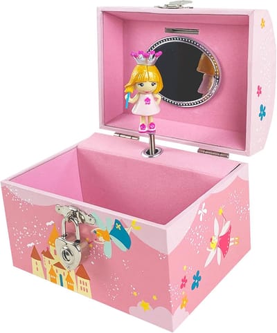 Prinses Spaarpot - Muziekdoos - Schatten Bewaren - Met Hangslot - 13.5 cm - Roze
