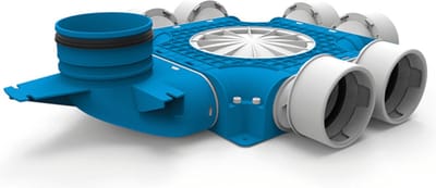 Vent-Axia Uniflexplus samengestelde verdeler 6x Ã˜90mm met verticale tuit Ã˜125mm