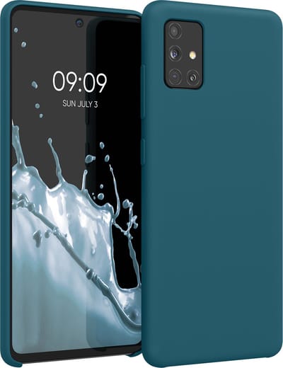 kwmobile telefoonhoesje geschikt voor Samsung Galaxy A51 - Hoesje met siliconen coating - Smartphone case in mat petrol