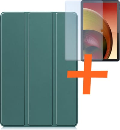 Hoesje - Geschikt voor Lenovo Tab M10 5G - Met Screenprotector - Trifold Bookcase - Hard Cover - Hardcover Book Case - Tablet Hoes - Donkergroen