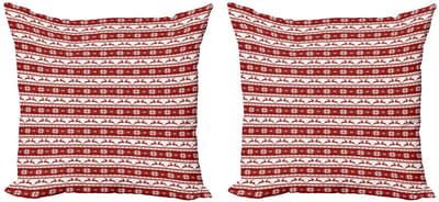 ABAKUHAUS Kussenhoes – 2x40x40 cm – Winter-Rotwild Sneeuwvlekken, Dubbelzijdig bedrukt, Rits