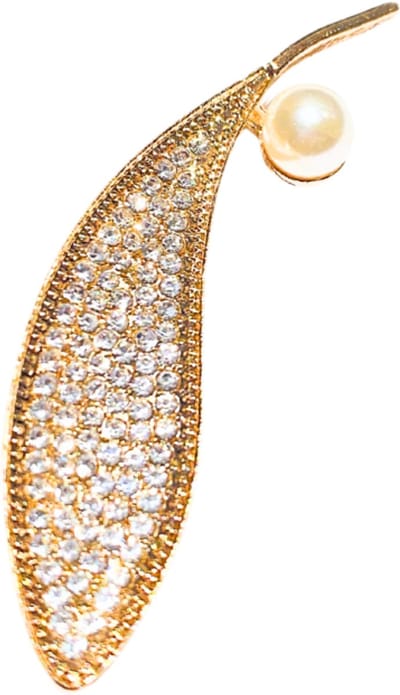 Broche goudkleurig synthetische parel en strass - Charme Bijoux