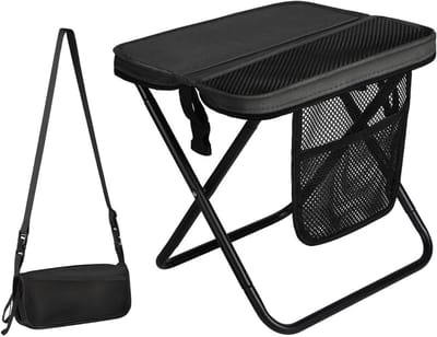 Opvouwbare campingkruk, lichte klapkruk voor reizen, picknick en vissen, gemakkelijk mee te nemen, 31 cm, ideaal voor buitenactiviteiten en tuingebruik (zwart)