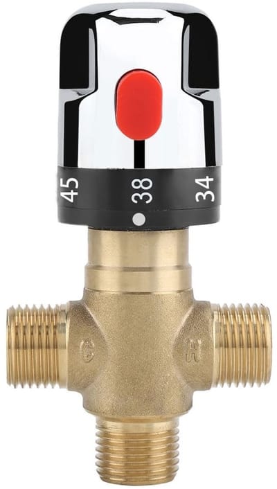 VT Goods - Thermostatisch Mengventiel - G1/2 Massief Messing - Veilig Watergebruik - Drieweg Mengventiel - Voor Badkamer Keuken Wasruimte