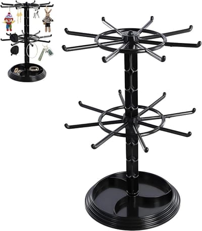 Draaibare Sleutelhanger Stand, 2 Niveaus voor Sleutels, Sieradenhouder voor Kettingen, Armbanden en Ringen