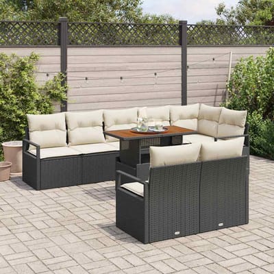 vidaXL - Tuinbank - Set - 9 - st - 8-Aantal - zitplaatsen - Zwart - en - Crème