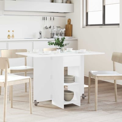 vidaXL - Eettafel - 115 - x - 70 - x - 75 - cm - Bewerkt - hout - Wit - Rechthoekig