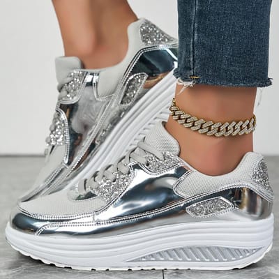 Baskets pour Femmes Baskets Orthopédiques Chaussures de Marche pour Femmes, Baskets de Tennis Décontractées Légères Chaussures de Running Air Tennis 42 argenté