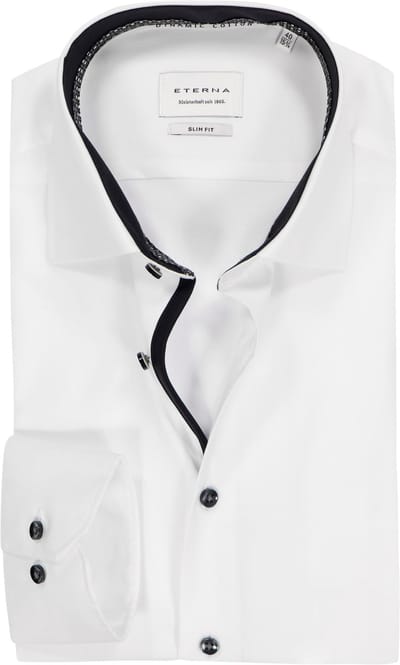 ETERNA slim fit overhemd - twill - wit - Strijkvrij - Boordmaat: 44 (EU maat: XL)