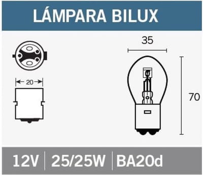 ampul vicma bilux 12v 25/25w culot type ba20d pour moto auto scooter neuf