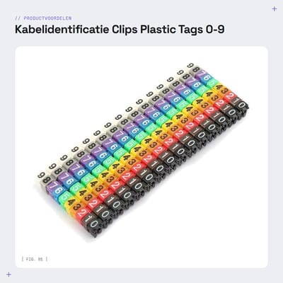 Dailygoods - Kabelidentificatie Clips - Plastic Tags 0-9 - 100 Stuks - Voor Organisatie - Handig voor Kabels - Ideaal voor Thuis - Wit