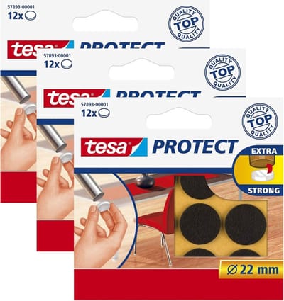 Tesa meubelvilt - 36x stuks - bruin - 2,2 cm - rond - meubelbeschermers - Beschermvilt - Viltglijders - Anti-kras vilt
