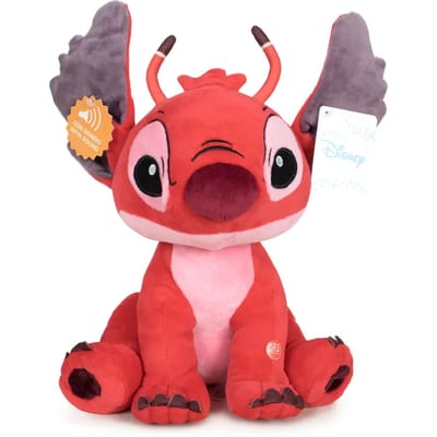 Leroy - Disney Lilo & Stitch Pluche Knuffel (Rood) + Geluid XL 60 cm {Speelgoed knuffeldier knuffelpop voor kinderen jongens meisjes | Extra grote en zachte plush! | Disney Stitch Angel Leroy Groot XXL Cadeau}