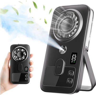 Handheld Misting Fan - Oplaadbare draagbare persoonlijke koelventilator met 4 snelheden en waterspray, stille lichtgewicht mini handventilator voor reizen, thuis kantoor, buiten en strand