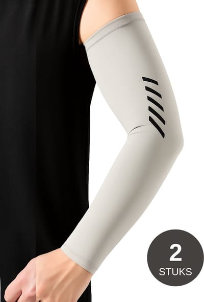 U Fit One UPF 50+ UV Bescherming Arm Sleeves - Verkoelend - Fiets Armstukken UV Bescherming - Licht Grijs - Unisex - 2 Stuks - Maat M