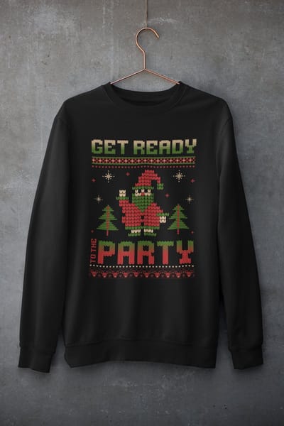 Shirt - Get ready to party - Wurban Wear | Grappige sweater | Leuk cadeau | Unisex sweater | Oversized sweater | Foute kerst trui | Foute kerstkleding | Kerst sweater | Kerst diner | Kersttrui dames | Foute kersttruiendag 2024 | Zwart