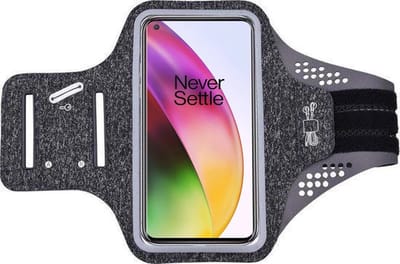 Hoesje Geschikt voor OnePlus 8 hardloop telefoonhouder – armband - sportband - van stof - Zwart
